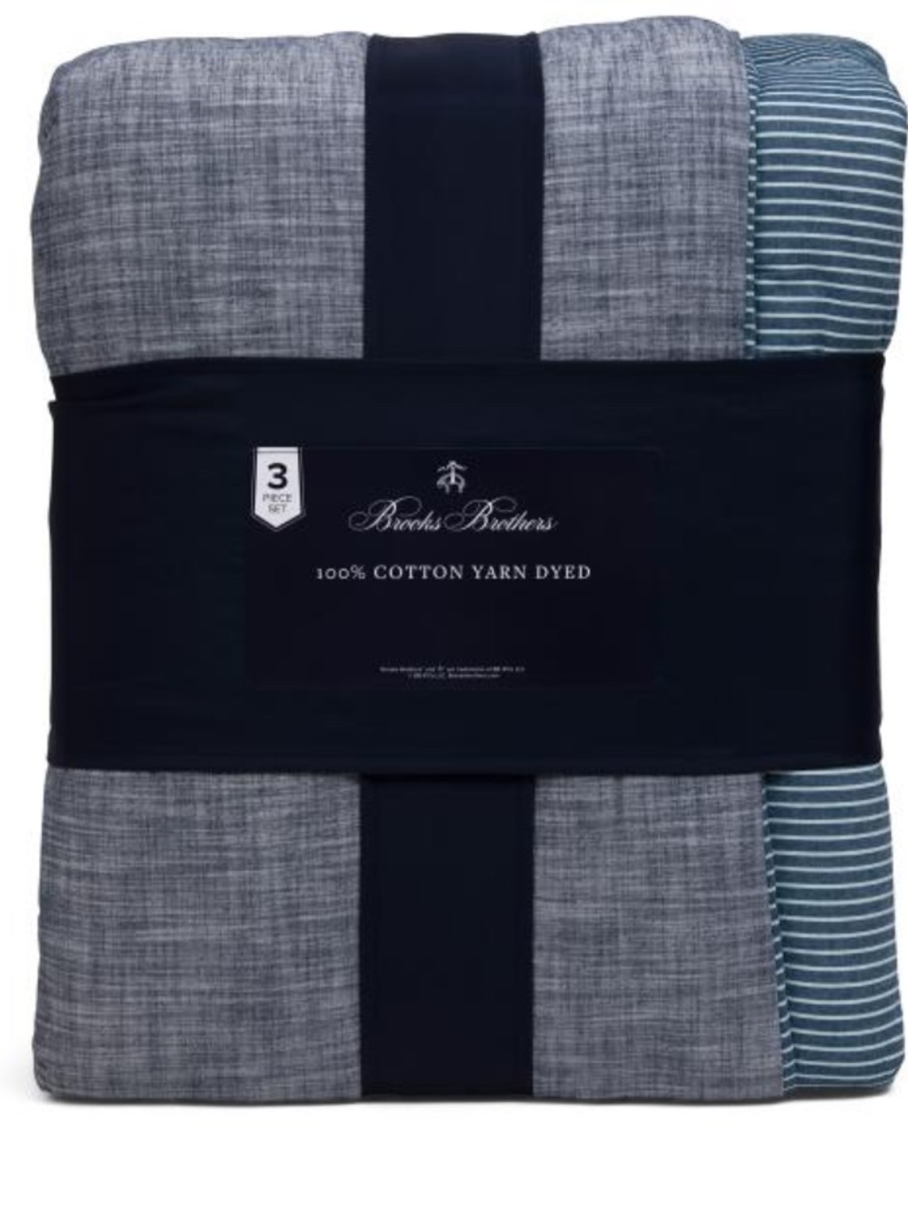 BROOKS BROTHERS 3pc reversible striped comforter set